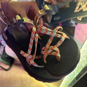 Chaco Women's Black and Orange Sandals